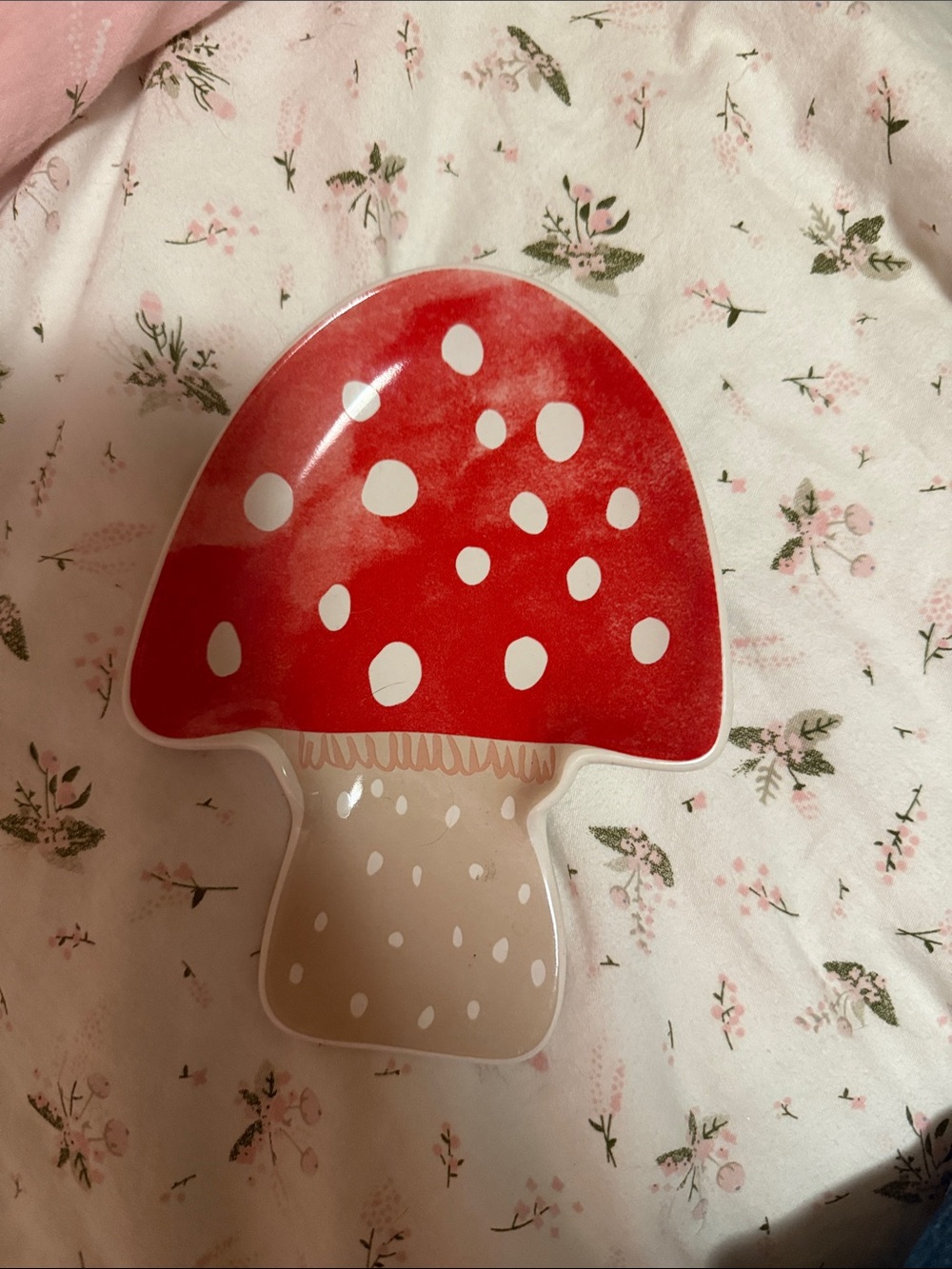 Red Polka Dot Mushroom Ceramic Plate